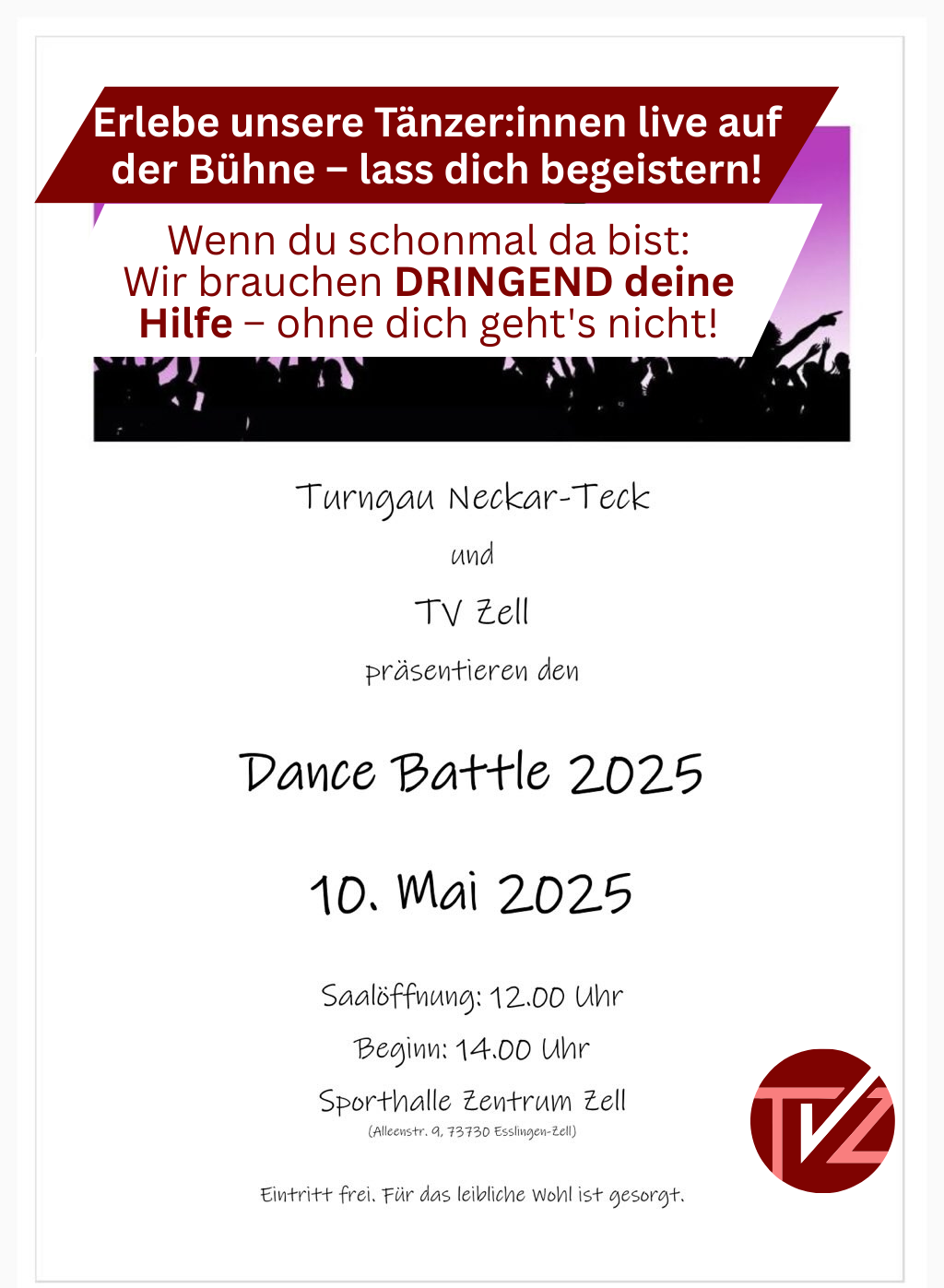 Read more about the article Dance-Battle: Komm vorbei (und helfe)
