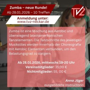 Read more about the article Zumba startet ab 28.01. in die nächste Runde